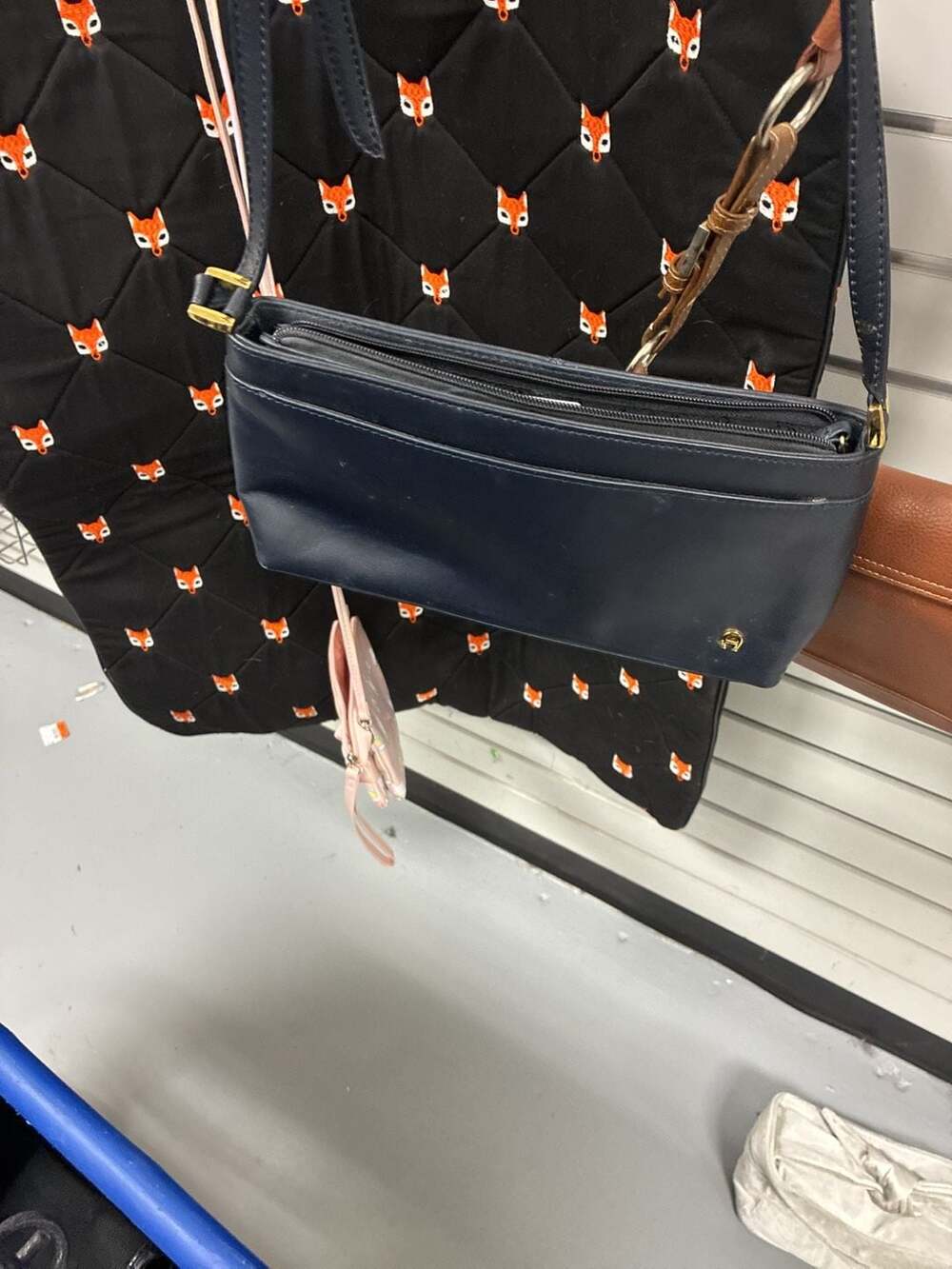 Etienne Aigner Navy Leather Crossbody Shoulder Bag